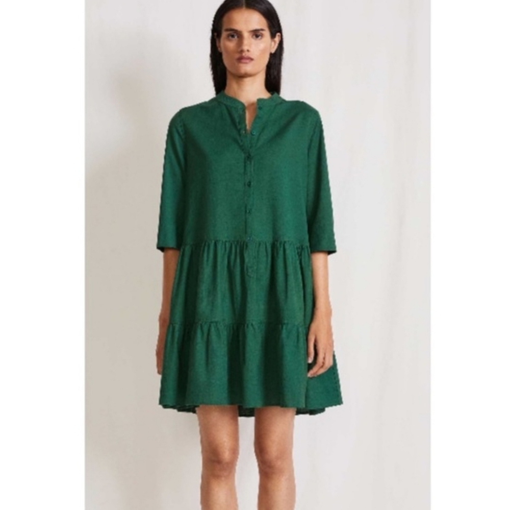 NWT APIECE APART Maurino Drop Waist Mini Dress Jadeite Green Organic Cotton S - Picture 14 of 16